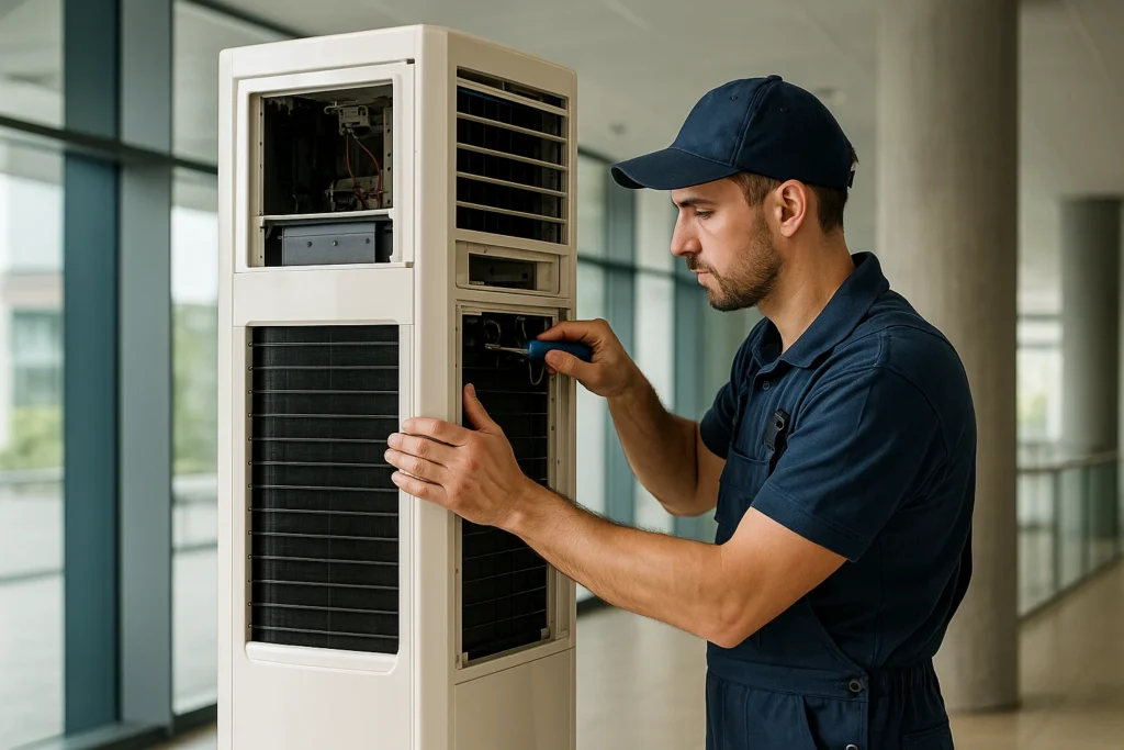 Technician repairing Tower AC unit in Bikaner – Urban Fix Tower AC Service
