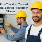 Professional electricians from Urban Fix Bikaner installing and inspecting an electrical panel for residential electrical services.