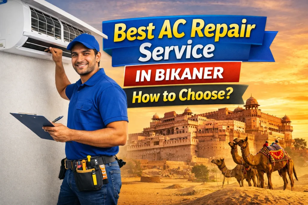 Best AC repair service in Bikaner – technician inspecting split AC